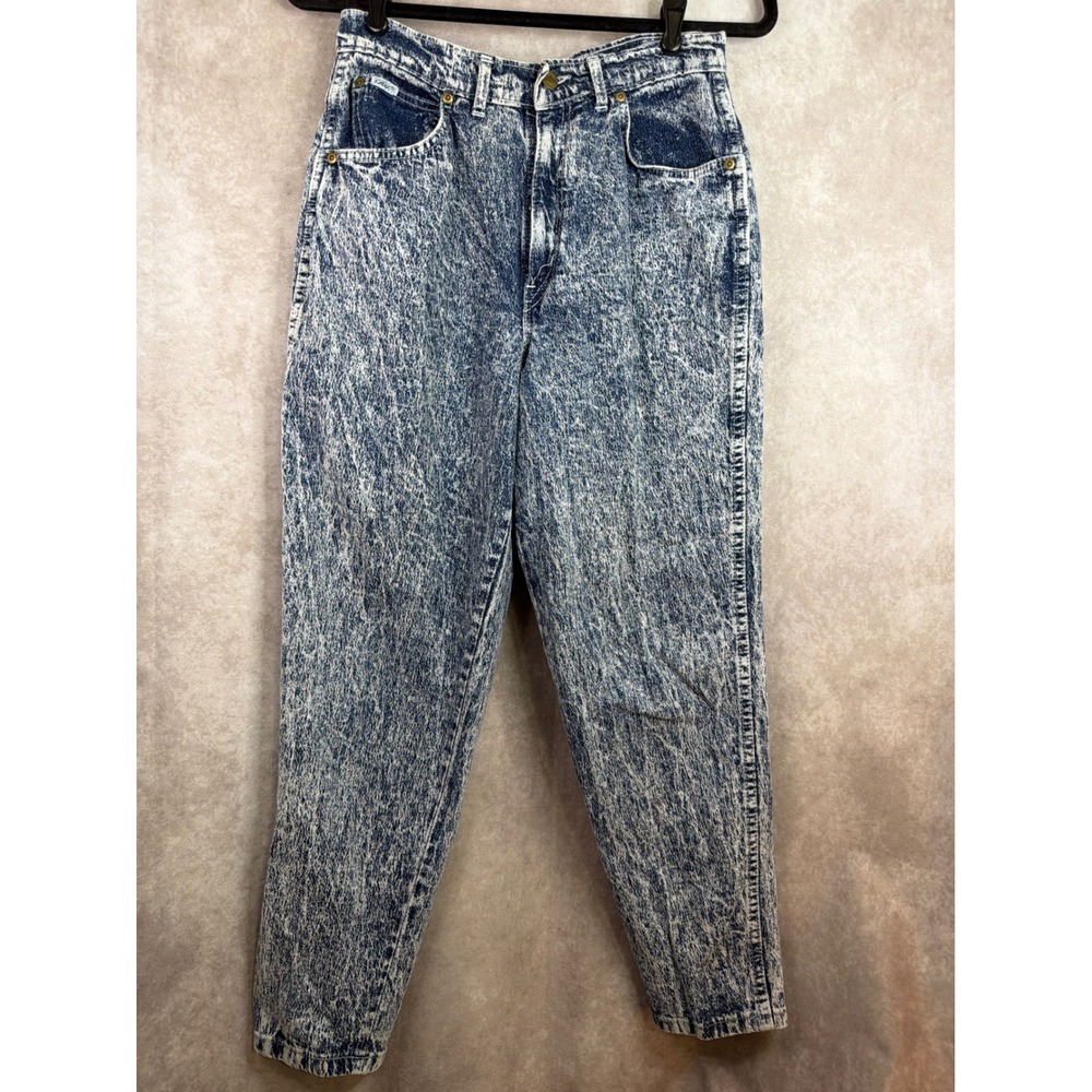 VTG 80s Chic Jeans Womens 14 Petite Blue Acid Wash High Rise Tapered Made in USA